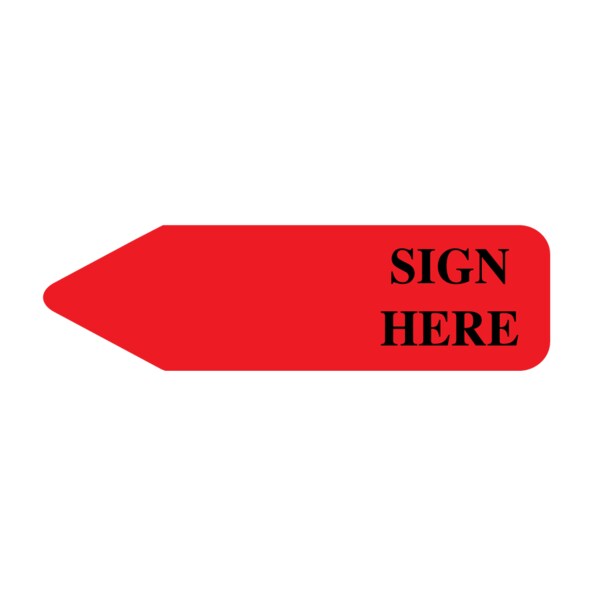 Labeling Flag - Imprinted - Sign Here - Red - Re Fill - 9/16" x 2"